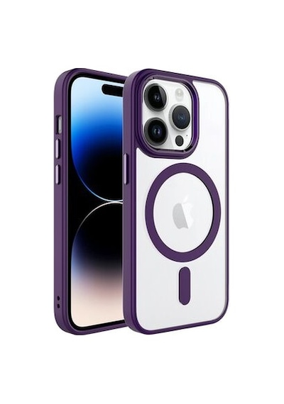 Nettech Apple Uyumlu iPhone 14 Pro Max Soft Akrilik Magsafe Seri Arka Koruma Kılıf - Mürdüm Mürdüm
