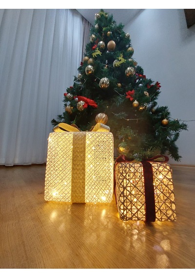 2 Adet El İşçiliği Işıklı Led Kutu