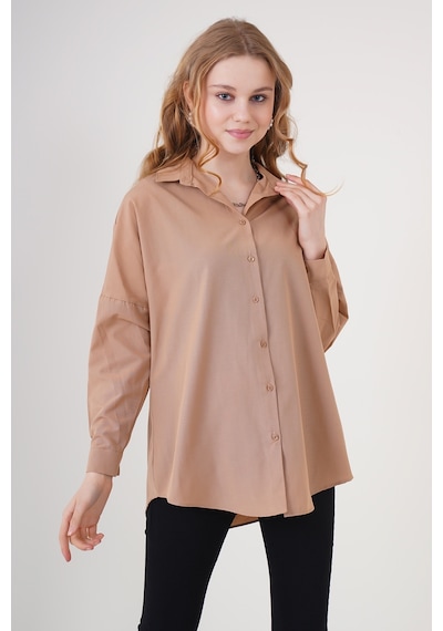 Bigdart 3900 Oversize Uzun Basic Gömlek - Camel 001