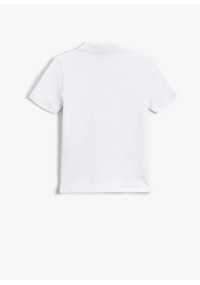 Waynap Unisex Lakos Polo Yaka Okul Tshirt - Beyaz