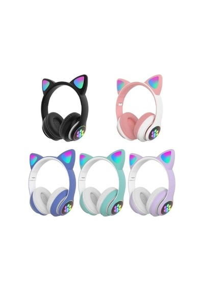 Kedi Figürlü Bluetooth Kulaklık Renkli