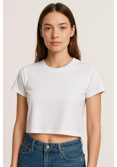 Kadın 4'lü Paket Oversize Crop Tişört %100 Pamuk Bisiklet Yaka T-shirt Mavi