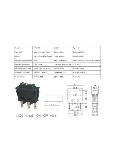Ic-117 Dar Işıksız Yaylı Anahtar Mom-off-mom 3p