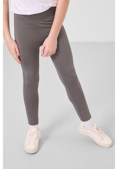 Tommylife Beyaz-koyu Gri O Yaka Yan Şerit Detaylı Standart Fit Performans Kız Çocuk Tayt Takım - 75191 Beyaz