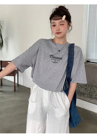 Unisex Thousand Baskılı Tasarım Tshirt Gri