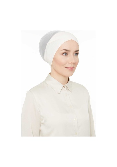 Melodi Scarf Fileli Dikişsiz Çapraz Bone Beyaz Beyaz