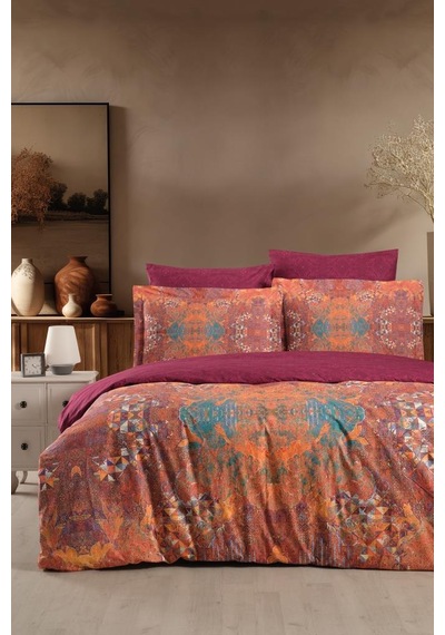 Heritage Dijital Ranforce Çift Kişilik Nevresim Takımı Opulent Bordo