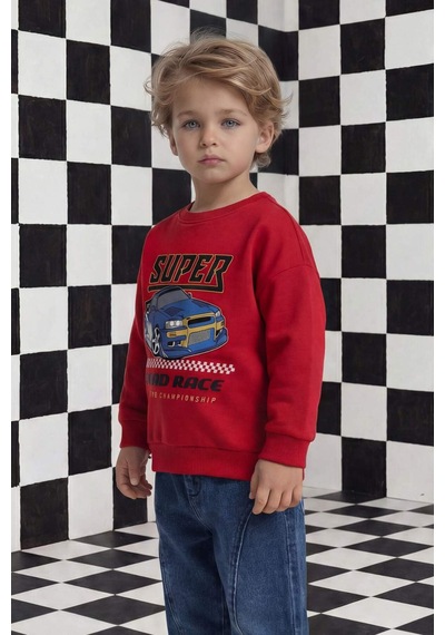 Defacto Erkek Bebek Bisiklet Yaka Baskılı Sweatshirt G6139a526sprd79 Kırmızı-rd79
