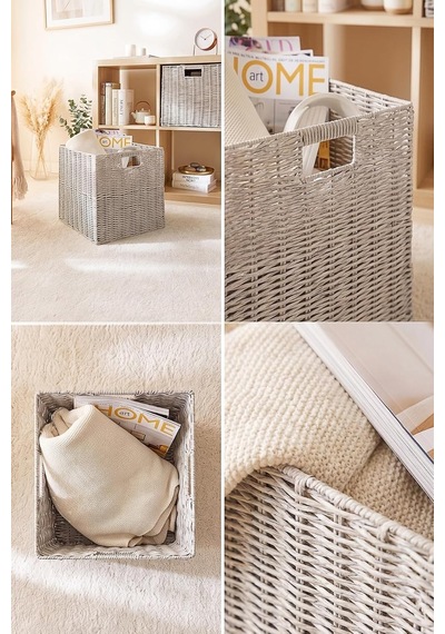 Tr Yıkanabilir Gri Pp Rattan Sepet 33 X 33 X 33 Cm Genel
