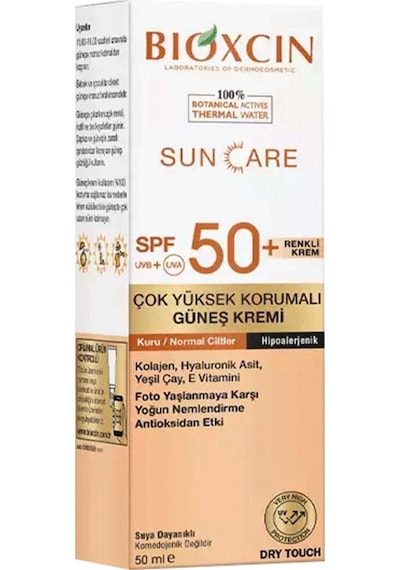 Bioxcin Sun Care Kuru ve Normal Ciltler İçin Yüksek Korumalı Renkli Güneş Kremi SPF50+ 50 ML