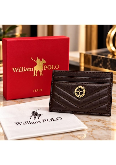 Williampolo Anka Hakiki Deri Unisex Kartlık-ince Tasarım Kahverengi