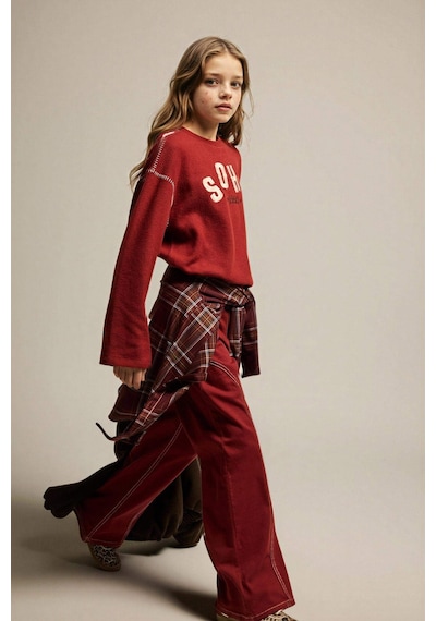 Defacto Kız Çocuk Wide Leg Geniş Paça Gabardin Pantolon G6902a826smbr169 Bordo-br169