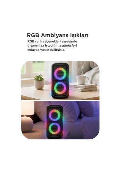 Delux Serisi Parti Eğlence Müzik Bluetooth Hoparlör Telefon Tutacaklı Kts-1296 Siyah