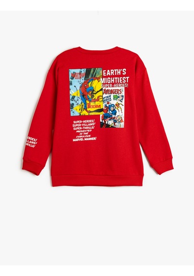 Koton Marvel Sweatshirt Lisanslı Bisiklet Yaka Uzun Kollu Kırmızı 5wkb10239tk Kırmızı