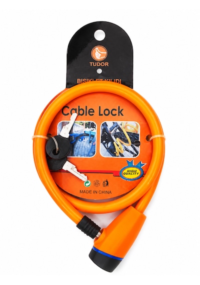 Tudor Renkli Bisiklet Kilidi Anahtarlı Cable Lock Turuncu