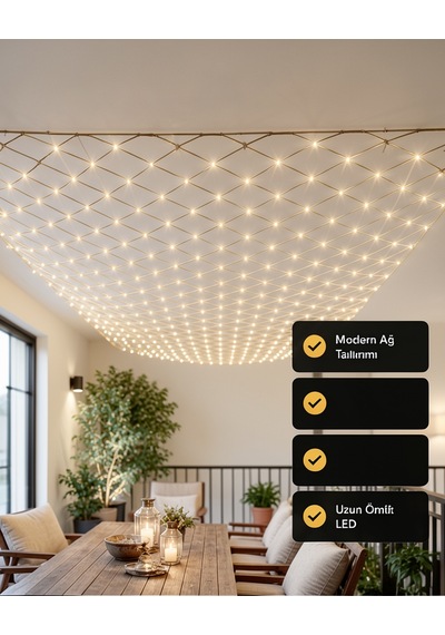 Led File Işık Ağ Tasarımlı Dekoratif Balkon Bahçe Oda Aydınlatması
