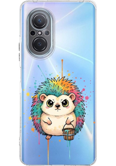 Huawei Nova 9 Se İle Uyumlu Splash Kirpi Tasarımlı Şeffaf Silikon Kılıf Şeffaf