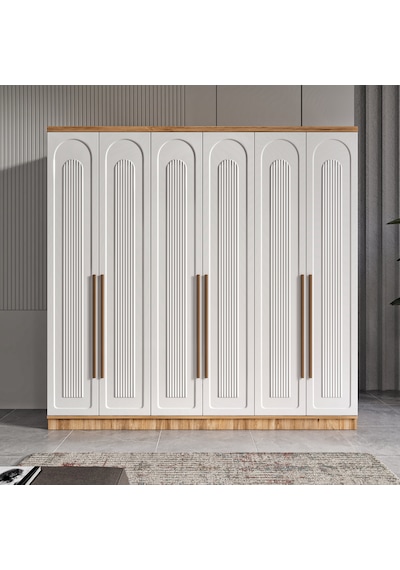 Flora 6 Kapaklı Komple Mdf Gardırop - Elbise Dolabı
