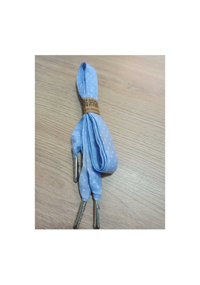 Bsgshop Bsg Design Mavi Puantiyeli Saten Kumaş Ayakkabı Bağcığı - 140 Cm El Yapımı Metal Uçlu Mavi - 880991001 Mavi