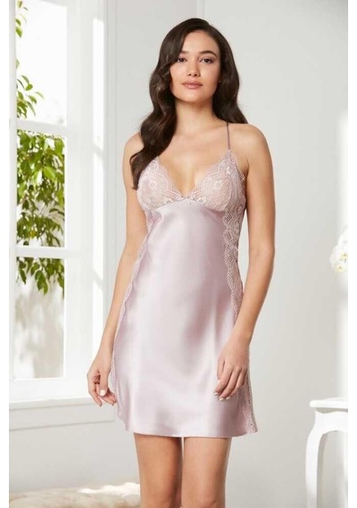 Pierre Cardin Pudra Saten Dantelli Gecelik Sabahlık Takım 4438 001