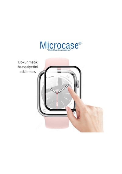 Apple Uyumlu  Watch 8 45 mm Tam Kaplayan Ekran Koruma 3D Film Siyah