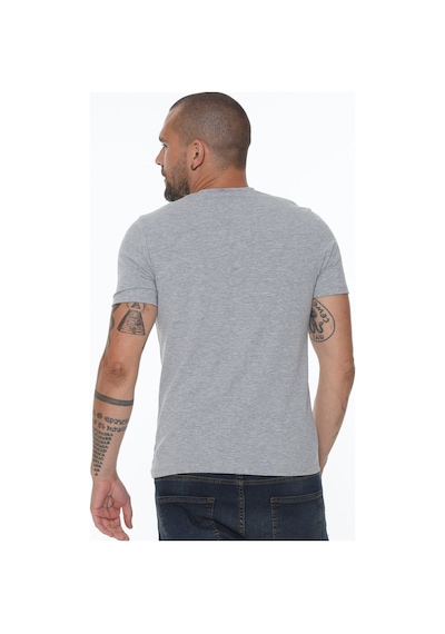 T8568 Dewberry V Yaka Erkek T-shırt-gri Gri
