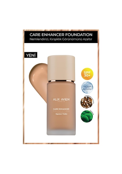 Alix Avien   Nemlendirici SPF30 Parlak Bitişli Fondöten Care Enhancer 818 Golden Honey