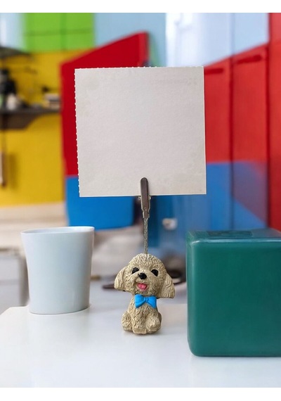 Mavi Papyonlu Kawaii Sevimli Köpek Fotoğraf - Not Tutucu Mavi Papyon