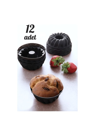 12 Li Yıkanabilir Mini Kek Muffin Pişirme Kalıbı, Silikon Muffin, Cupcake Kalıbı Karma Renk Silikon Diğer