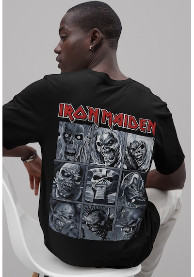 Iron Maiden Rock Metal Müzik Grubu Sırt Baskılı Unisex Oversize T Siyah