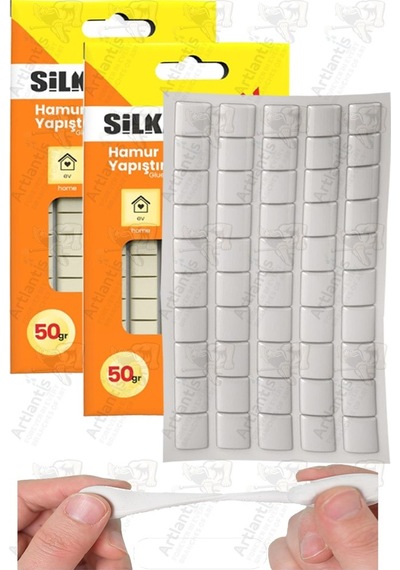Hamur Yapıştırıcı Tack-it 50gr 2 Paket Silka 65 Parça Macun Sakız Yapıştırıcı Takıt Çerçeve Afiş Duvar İz Bırakmaz