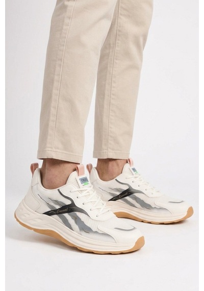 Voyager Krem Fileli Memory Foam Erkek Günlük Spor Ayakkabı Hafif Esnek Sneaker E275 M