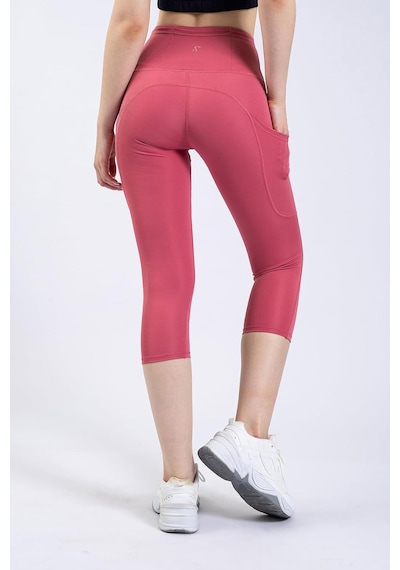 Snc Kadın Yüksek Bel Kapri Yoga Tayt, Polyester Spandeks, Toparlayıcı Özellikli, Cepli, Siyah, Spor Ve Günlük Kul Altın