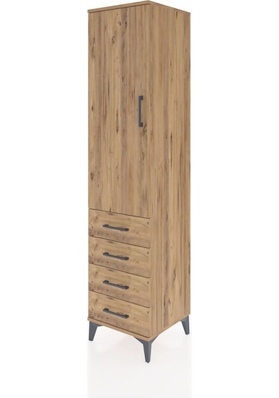 Hyperion Dolap 2 Raflı 4 Çekmeceli Tek Askılı 44x44x195 Çam-çam Atlas Çam