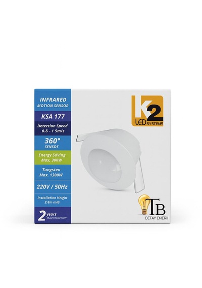 K2 Led Ksa 177 360 Tavana Gömme Hareket Sensörü Pır Otomatik Işık Sensörü 220v