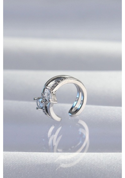 Mey İthalat Pirinç Gümüş Renk Zirkon Taşlı Damla Earcuff Küpe - Özel Seri Meyeb66bf557897adefe8170134d2