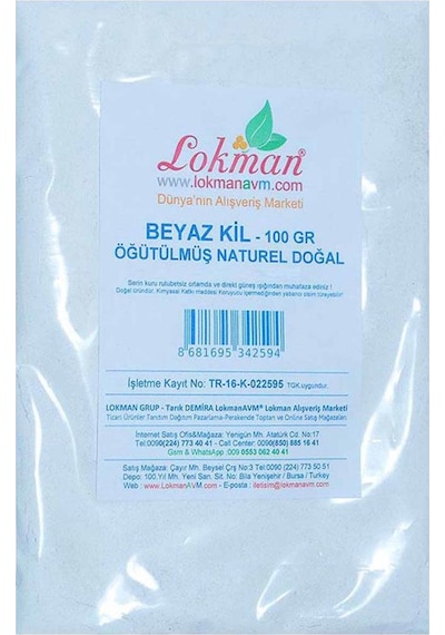 Maskelik Toz Beyaz Kil Öğütülmüş Doğal Saf Peeling Kili 100Gr