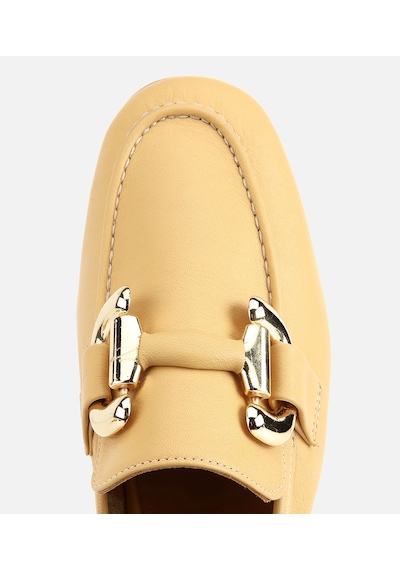 Hotiç Kadın Deri Sarı Toka Detaylı Klasik Loafer