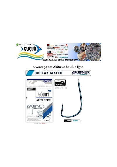 Mavi Çapraz Olta İğnesi Owner 50001 Akita Sode No:10 - Standart