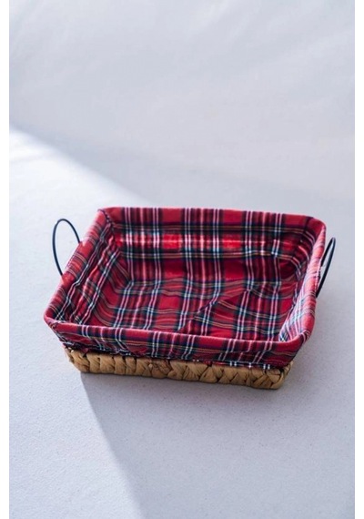 Acar Rustika Nomia Kare Hasır Ekmek Sepeti 26.5 X 26.5 X 7 Cm Çok Renkli