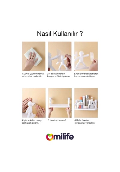 Çöp Adam Tasarımlı Yapışkanlı Banyo Rafı Şampuan Kozmetik Baharat Organizer Raf Diğer