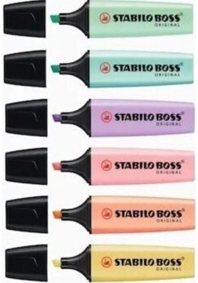 Boss Pastel Fosforlu Kalem 6 Renk Çok Renkli