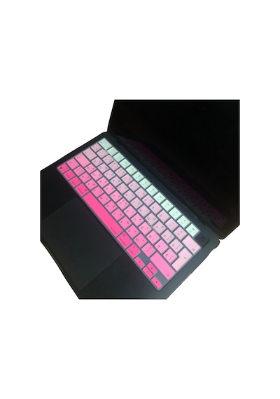 Rusça Klavye Koruyucu Uk Apple Uyumlu MacBook Air-pro Kılıf M1-m2-m3-m4 2021-2024 Yılı Touchıd'li İle Gradient Pembe