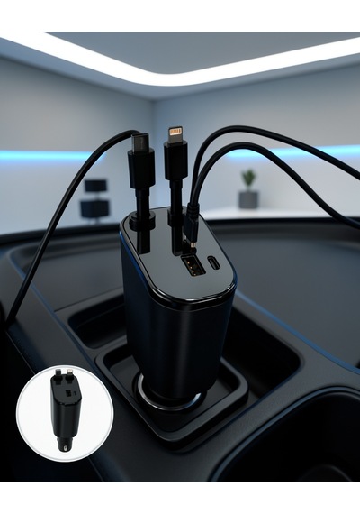 4'ü 1 Arada Araç Şarj Cihazı 120w Hızlı Şarjlı Type-c, Lightning, Usb-a Ve
