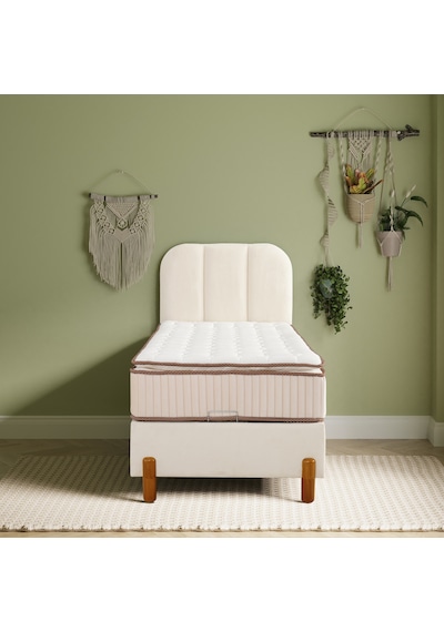 Bohem Tek Kişilik Sandıklı Baza + Pocket Pedli Yatak + Bohem Başlık 3 Lü Set Konuma Özel Teslimat 100 x 200 CM
