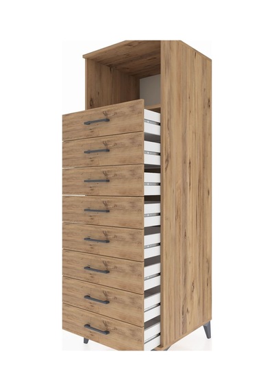 Kronos Dolap Tek Raflı 8 Çekmeceli 60x59x182 Çam-çam Çam