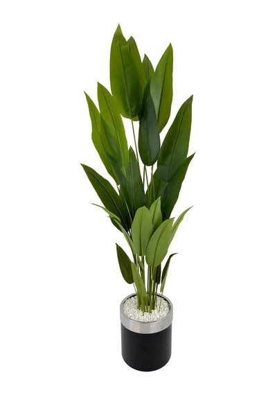 Biçiçek Yapay Starli̇ce 220 Cm Metal Gövdeli̇ 22 Yapraklı Si̇yah Gümüş Metal Saksıda