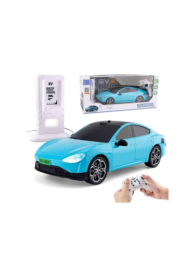 Uzaktan Kumandalı Elektrikli Spor Araba Ve Şarj İstasyonu Turkuaz Çok Renkli