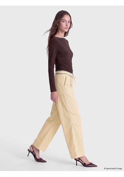 Lcw Modest Yeşil Nakışlı Geniş Paça Kadın Pantolon
