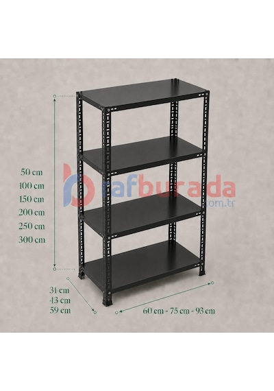 4 Katlı Renkli Dekoratif Çelik Raf - Çiçeklik Rafı, Ofis Rafı 0,70 Mm Turuncu-59x75 Cm-100 Cm